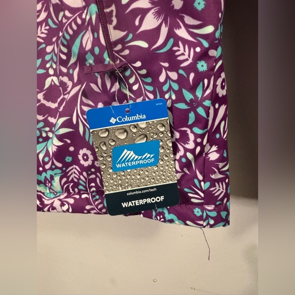 Columbia Kids Raincoat - Purple and Teal Floral - Picture 2 of 13